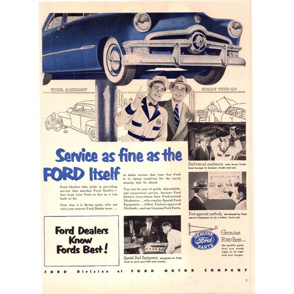 Ford Art 95 Ford Auto Parts Vintage Print Ad Mechanic Car Lift Man ford-art-95-ford-auto-parts-vintage-print-ad-mechanic-car-lift-man
